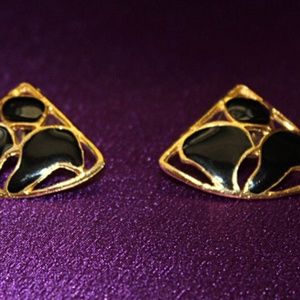 Black and Enamel Earrings
